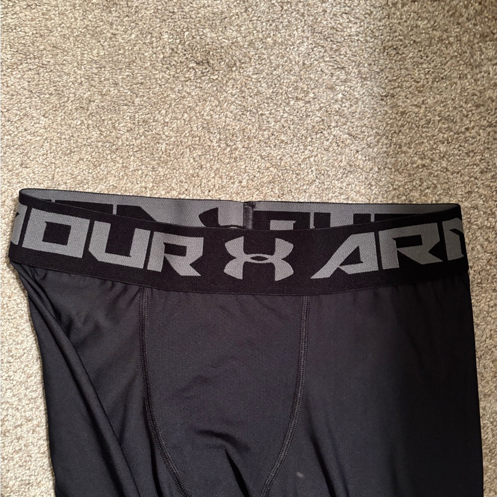 Under Armour Men's Soccer Black Compression Tights with Logo Waistband - Picture 3 of 6